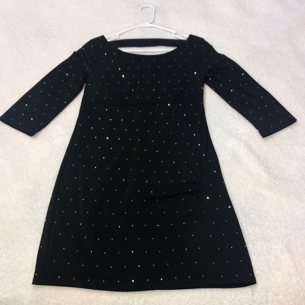 Express black mini dress with rhinestones